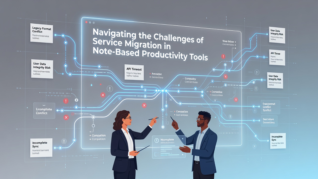 Detailed view of data mapping and verification steps during note service migration