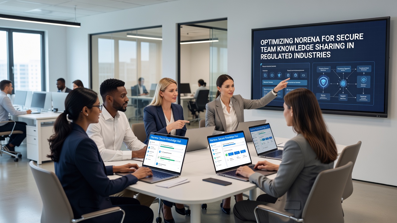 Team members reviewing compliance dashboards and encrypted notes within the Norena system
